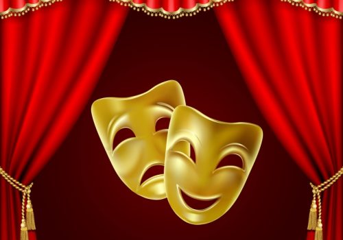 Theatrical mask on a red background. Mesh. Clipping Mask Theatrical mask on a red background. Mesh. Clipping Mask